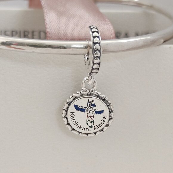 Pandora Alaska TOTEM & ALASKA FLAG Dangle Charm S925 Silver with box - Picture 6 of 7